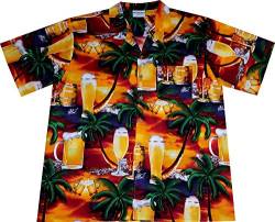 Hawaiihemd/Hawaii Hemd „Beer in Paradise“ / 100% Baumwolle/Größe S – 8XL / blau/Bier (3XL) von Hawaiihemdshop.de