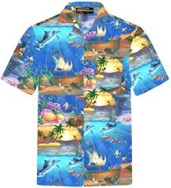 Hawaiihemdshop Hawaii Hemd | Männer | Baumwolle | Größe S - 8XL | Kurzarm | Hawaiihemden | Strand | Beach | Palmen | Meer | Aloha | Kokosnuss-Knöpfe | Hawaiihemd Herren von Hawaiihemdshop