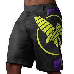 Hayabusa Herren Icon Fight Shorts - Schwarz und Neongelb - Mittel von Hayabusa