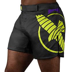 Hayabusa Herren Icon Mid-Thigh Fight Shorts, Schwarz/Gelb, Mittel von Hayabusa