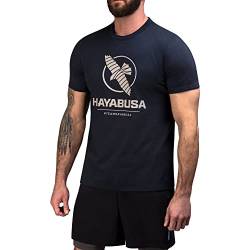 Hayabusa Herren VIP T-Shirt - Logo Graphic, Baumwollmischung, athletischer Schnitt, Mitternacht/Ausflug, einfarbig (Midnight//Getaway Solids), XL von Hayabusa