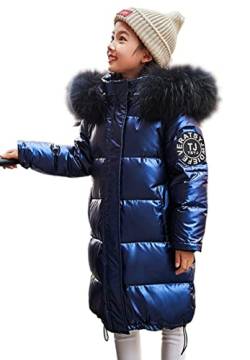 Hayisugal Kinder Daunenjacken Mädchen Daunenmantel Lange Jacke Parka Kälteschutz Warm Verdickte Kinderjacke Junge Winterjacke mit Kapuze, Blau, 140/Kind höhe 130-140cm von Hayisugal