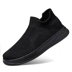 Herren Turnschuhe Walkingschuhe Laufen Slip On Leicht Atmungsaktiv Bequem Sneaker, All schwarz, 45 EU von HayleAlvas