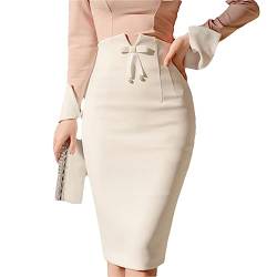 Damen Vintage Sommer Weiße Röcke Hohe Taille Bleistiftröcke Frauen Elegante Schleife Figurbetonte Midiröcke White Skirts M von Hcclijo