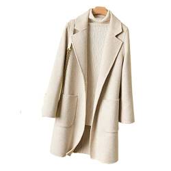 Hcclijo Damenmantel Aus 100% Wolle Elegant Lang Doppelseitig Kaschmir Windjacke Mantel Oberbekleidung Beige S von Hcclijo