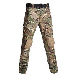 Hcclijo Herren Bekämpfen Mit Knieschützern Airsoft Tactical Military Army Hose Wandern Camouflage Hose CP 5XL von Hcclijo