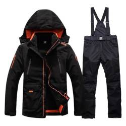 Hcclijo Herren-Winter-Skianzug Warme Wasserdichte Winddichte Skijacken Für Snowboardjacke Und -Hose Suit(Black) XL von Hcclijo