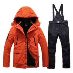 Hcclijo Herren-Winter-Skianzug Warme Wasserdichte Winddichte Skijacken Für Snowboardjacke Und -Hose Suit(Orange Black) XXL von Hcclijo