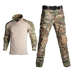 Hcclijo Taktische Tarnung Militäruniform Kleidung Anzug Windjacke Armee Airsoft Combat Shirt + Cargohose CP Camouflage 8XL von Hcclijo