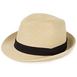 Hcimooy Damen Strohhut mit kurzer Krempe Panama Fedora Beach Sun Trilby Hut für den Urlaub Gentlemen Roll Up Sommerhut von Hcimooy