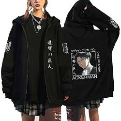 Hctop Unisex Anime Kleidung Attack on Titan Kapuzenjacke Zip-up Hoodie Damen Herren Pullover Anime Merch Kapuzenpullover Cosplay (Schwarz5,M,M) von Hctop