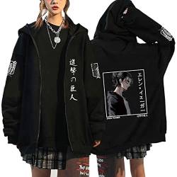 Unisex Anime Kleidung Attack on Titan Kapuzenjacke Zip-up Hoodie Damen Herren Pullover Anime Merch Kapuzenpullover Cosplay (Schwarz7,L,L) von Hctop