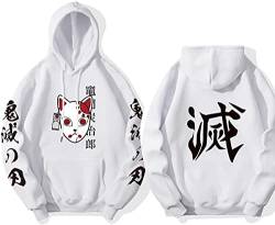 Unisex Demon Slayer Manga Hoodie Anime Kapuzenpullover Pulli Fashion Streetwear (Weiß,S,S) von Hctop