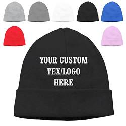 Benutzerdefinierte Wintermütze Beanie personalisiert Ihren Text hinzufügen Hedging Cap Totenkopf Mütze Strickmütze Slouchy Knit Cuffed Hat Unisex von Hdadwy