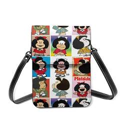 Hdadwy Mafalda Umhängetaschen für Frauen Kleine Handy-Geldbörse mit abnehmbarem Schultergurt Anime Wallet von Hdadwy