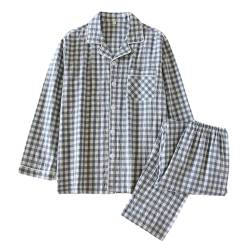 Hdhdeueh Herren Und Frauen Plaid Langarm Zwei Stück Home Nachtwäsche Baumwolle Paar Pyjama Set, 02 (Herren), 42 von Hdhdeueh