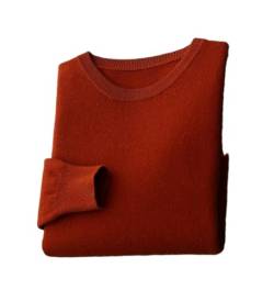 Herren Merino Wolle Pullover Rundhals Solid Pullover Gerippt Thermo Tops Baselayer Pullover, caramel, X-Large von Hdhdeueh