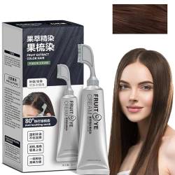 Fruit Essence Hair Dyeing Comb, Black Fruit Dyeing Cream,18 Plant Extract Hair Dye Essence Natural Fruit Hair Dye Cream for Men and Women All Hair Types (Chestnut brown) von Hdnaihpp