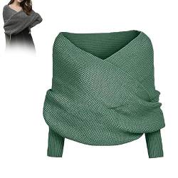 Hdnaihpp Schneefall-Pullover-Schal mit Ärmeln, Damen-Schal, warm im Herbst und Winter, dick, mit Ärmeln,ärmelschal damen sommer (Dark Green) von Hdnaihpp