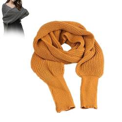 Hdnaihpp Schneefall-Pullover-Schal mit Ärmeln, Damen-Schal, warm im Herbst und Winter, dick, mit Ärmeln,ärmelschal damen sommer (Ginger) von Hdnaihpp