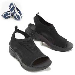 Hdnaihpp Summer Washable Slingback Orthopedic Slide Sport Sandals,Mesh Soft Sole Shoes for Women (Black, 42 EU) von Hdnaihpp