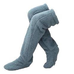 Hdnaihpp Teddy Legs Socks, Over Knee High Fuzzy Long Socks Plush Slipper Stockings Leg Warmers Winter Home for Comfort (Blue) von Hdnaihpp
