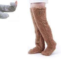Hdnaihpp Teddy Legs Socks, Over Knee High Fuzzy Long Socks Plush Slipper Stockings Leg Warmers Winter Home for Comfort (Brown) von Hdnaihpp