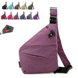 Wander Plus Anti-Diebstahl-Tasche, Umhängetasche, schmale Umhängetasche für Damen, Anti-Diebstahl-schlanke Umhängetasche für Damen und Herren (Right Shoulder Purple) von Hdnaihpp