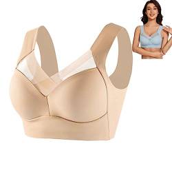 Wmbra Posture Correcting Bra, Posture Correcting Bra, Zenchic Bra Fashion Deep Cup Bra Summer Push-Up Wireless Bra (Beige, XL) von Hdnaihpp