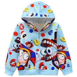 Jax Pomni Print Hoodie Zip Up Cartoon Sweatshirt Jacke Hoodies Casual Langarm Kleidung Tops für Teenager, C, 140 von HeEdz