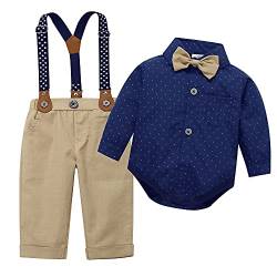 HeMa Island Baby Jungen Bekleidungssets Anzug Kleid Strampler hosenträger Fliege Krawatte Anzug Gentleman Festliche Taufe Hochzeit Langarm Baby Kleikind 3 Monate 6 Jahre(3259B100) von HeMa Island