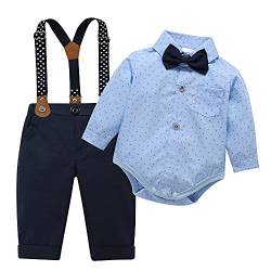 HeMa Island Baby Jungen Bekleidungssets Anzug Kleid Strampler hosenträger Fliege Krawatte Anzug Gentleman Festliche Taufe Hochzeit Langarm Baby Kleikind 3 Monate 6 Jahre(3259LB95) von HeMa Island