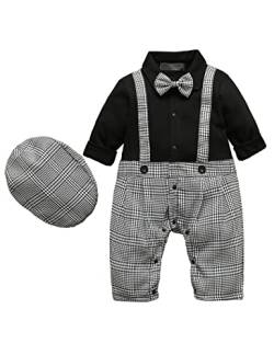 HeMa Island Baby Jungen Gentleman Anzug 0-18 Monate, Kleinkind Hochzeit Taufe Festliche Langarm Strampler Hemd + Fliege + Weste (7042B95) von HeMa Island