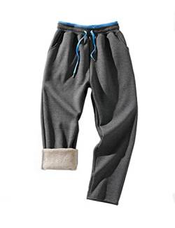 HeSaYep Herren Fleece Sweatpants Sherpa Gefüttert Sweatpants Winter Warm Pants Lounge Athletic Pants mit Taschen, dunkelgrau, XX-Large von HeSaYep