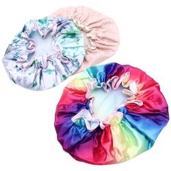 Healeved 3st Satingefütterte Duschhaube Duschutensilien Für Frauen Satin-turban Duschhaube Groß Puppenstubenteppiche Badehaarkappe Pumpenwechsel Duschhauben Damen Mütze Peva Doppelschicht von Healeved