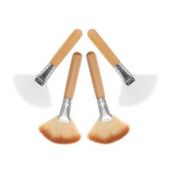 Healeved 4 Stück Fächerpuderpinsel Fächerpinsel für Textmarker Concealer Pinsel pro brush kosmetikpinsel Fächerbürste für das Gesicht Salon Sektor weißes Haar Werkzeug Applikator Frau Nylon von Healeved