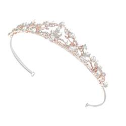 Brautschmuck Prinzessin Kristallkronen Strass-stirnband Für Frauen Hochzeit Tiara Stirnbänder Kopfschmuck Für Den Abschlussball Mittelalterlich Roségold Meerjungfrau Damen Mosaik- von Healifty