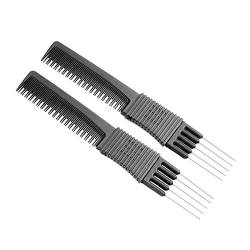 Healifty 2pcs Gabelkamm Toupierkamm Carbon Kamm Profi Friseur Kamm Haar Styling Kamm Friseur Zubehör Geräte Set für Damen Herren Schwarz von Healifty