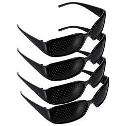 Healifty 4 Stücke Rasterbrille Lochbrille für Augentraining Brille mit Pinhole Glasses zur Entspannung Gitterbrille Sport Schwarze Sonnenbrille für Damen Herren Amblyopie Lazy Eye Faule Augen von Healifty