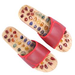 Healifty Fußmassageschuhe Akupressur-Reflexzonen-Hausschuhe Schmerzlinderung Entspannung Gesundheit Pflege Sommer Hausschuhe für Erwachsene (Schwarz, 37 Yards), Rot - rot - Größe: 35 EU von Healifty