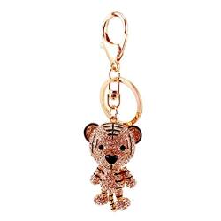 Healifty Tiger Taschenanhänger Strass Schlüsselanhänger Schlüsselbund Tier Kristall für Mädchen Frauen Auto Tasche Schlüssel Geldbörse Rucksack（Gold） von Healifty