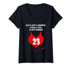 Damen Age is Just a Number A Really Big Scary 23. Geburtstag T-Shirt mit V-Ausschnitt von Healing Vibes