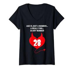Damen Age is Just a Number A Really Big Scary 28. Geburtstag T-Shirt mit V-Ausschnitt von Healing Vibes