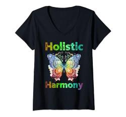 Damen Holistic Harmony Inspirierendes, aufmunterndes, strahlendes Bekleidungs-T-Shirt T-Shirt mit V-Ausschnitt von Healing Vibes