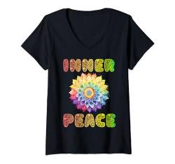Damen Inner Peace Inner Peace T-Shirt, inspirierend, aufmunternd, strahlend T-Shirt mit V-Ausschnitt von Healing Vibes