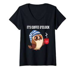 Damen It's Coffee O'clock Lustiger sarkastischer Kaffeeliebhaber T-Shirt mit V-Ausschnitt von Healing Vibes