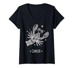 Damen Sternzeichen Krebs Geboren zwischen dem 21. Juni und 22. Juli T-Shirt mit V-Ausschnitt von Healing Vibes