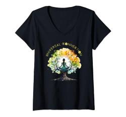 Damen Universal Connection Inspirierende, aufmunternde, strahlende Kleidung T-Shirt mit V-Ausschnitt von Healing Vibes