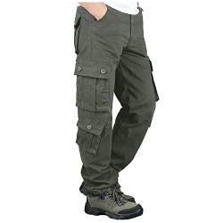 Healter Cargohose Herren Lange Regular Fit Stretch Hose Wandern Trekkinghose Arbeitshose Jogginghose für Männer Cargo Freizeithose Combat Tactical mit vielen Taschen, Armeegrün, XXL von Healter