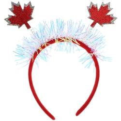 Healvian 2 Stück Ahornblatt-Kopfschmuck Kanada-Flaggen-Stirnband Rotes Blatt-Lametta-Kopfschmuck Kanadisches Ahornblatt-Haar Für Kanada-Tag-Feierlichkeiten von Healvian